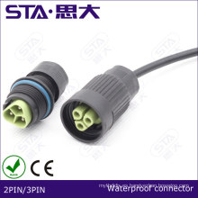 18AWG, calibre de alambre, macho, hembra, enchufe, 2 pines, LED, conector impermeable, cable, negro